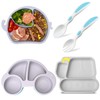 Qshare 3 Pack Baby Suction Plates,Baby Suction Plate with Spoon