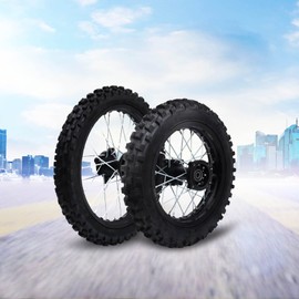 RustyVioum 14" / 12" Front & Rear Wheel 60/100-14 Rear 80/100-12 Tire Wheel Rim for Dirt Bike/Pit Bike with Rim 2.50-14 Knobby Tire Inner Tube Wheel Bearings for Dirt Bike Pit Bike Monkey Bike