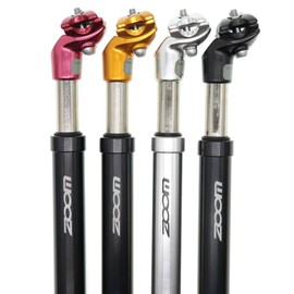 DJC Bike Suspension Seatpost Shock Absorber Damper Post 27.2 30.9 31.6 mm, Lightweight Aluminum Body (Full Silver Color, 30.9mm)