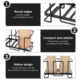 Adorila Bathroom Cup Dispenser, Small Metal Disposable Paper Cup Holder, Coffee Drink Organizer Paper Cup Storage for Home Office (Small, Black)