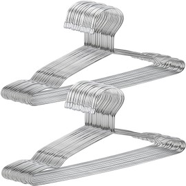 Jeffbaubl 50 Pack Metal Clothes Hangers, 12.5in/32cm Wire Hangers, Stainless Steel Hanger Non-Slip, Heavy Duty Closet Hanger Ultra Thin Space Saving for Hanging Coats Shirts T-Shirt