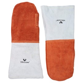 Vollum High-Heat Orange-Top Suede Oven Mitts (1 Pair) 16 Inch, Resistant to 572F