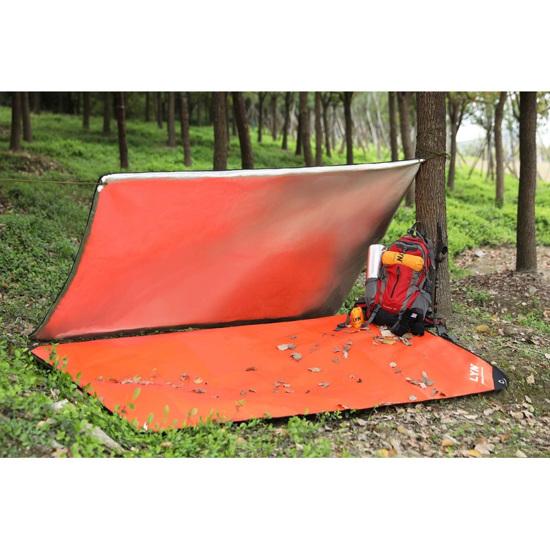 Thickening Complex:LYN Multilayer Heavy Duty Solar Emergency Survival Blanket-Orange,Reflective Mylar
