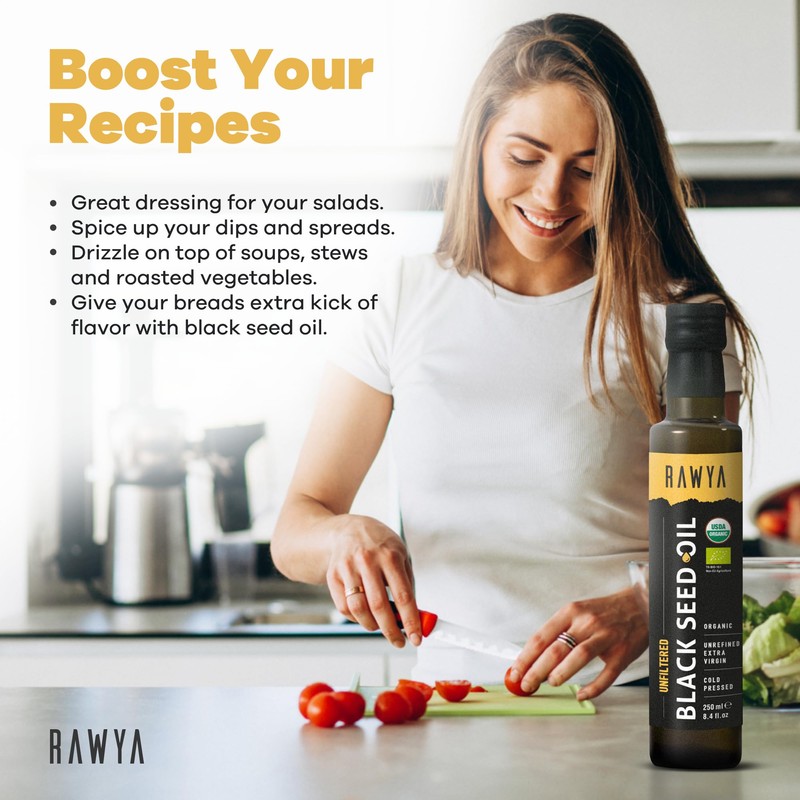 RAWYA Black Seed Oil - Organic Cold Pressed Nigella Sativa