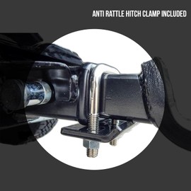 Black Powder Coated 26" Anti-Slip Circle-Cut Metal Plate Tow Hitch Step w/Hitch Pin & Anti-Rattle Plate fits 2" Receiver SUV Truck Trailer / 350lb Weight Capacity