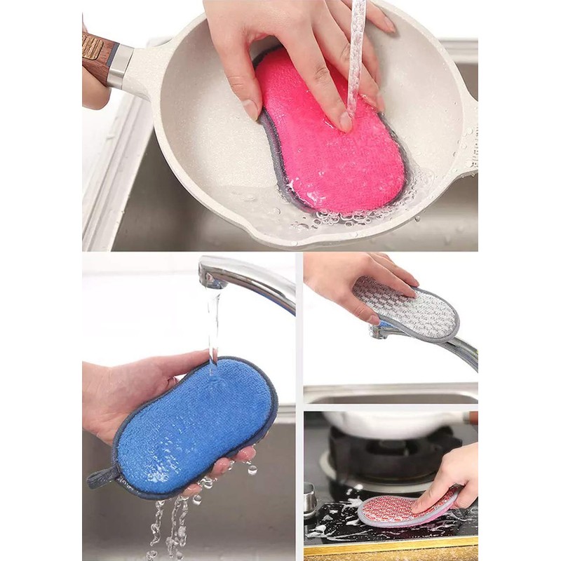 Esponjas multiusos para fregar la cocina, sin arañazos, doble cara,