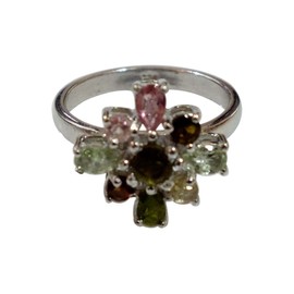 925 Sterling Silver Designer Rings for Women, Genuine Tourmaline Gemstone Fashion Finger Jewellery, 18.5, Precious metal Gemstone, Tourmaline