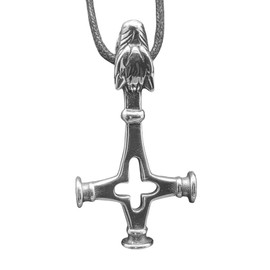 Kiss of Leather Wolf Cross Pendant Stainless Steel with Curb Chain 45-65 cm, Stainless Steel