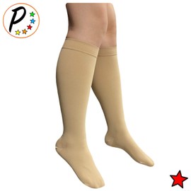 Presadee Traditional 20-30mmHg Firm Compression Swelling Fatigue Sock Closed Toe (Beige, 5X-Large)