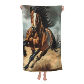 dhakalrlde Galloping Horse Beach Towel - 32×52 in Microfiber Quick Dry Sand Proof Lightweight Pool Bath Running Horse Towel for Women Men, Absorbent Soft Plush Travel Towels for Swim Gym Sports