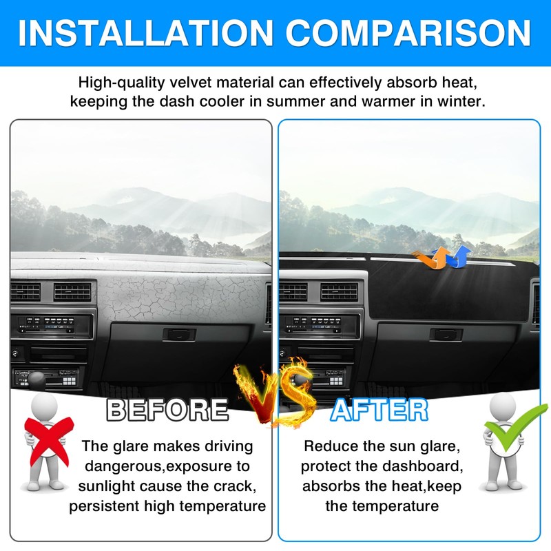 Autorder Dashboard Cover Mat for 1986-1991 1992 1993 Nissan Pathfinder