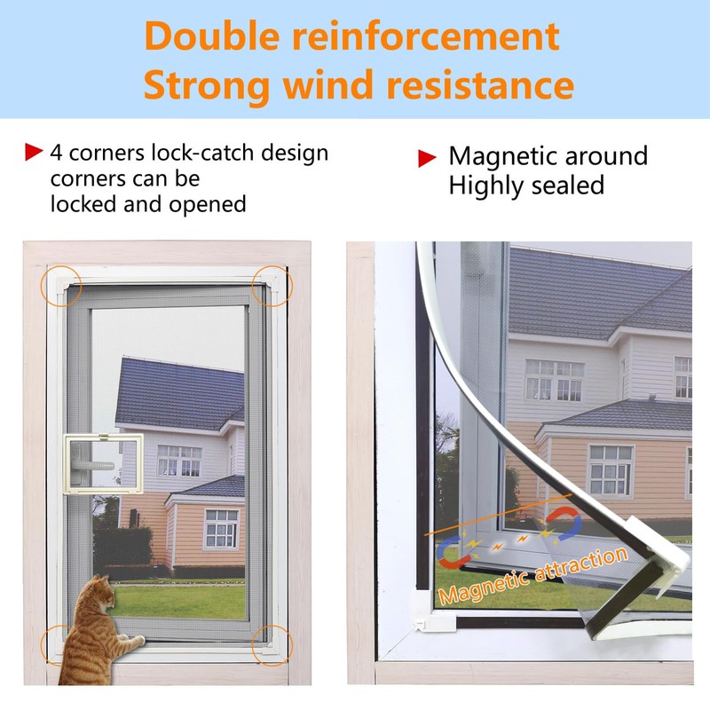 Magnetic Window Screen with Small Window, Easy to Open and