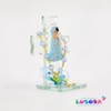 Cruz de cristal azul con Virgen – Pack 12 pcs
