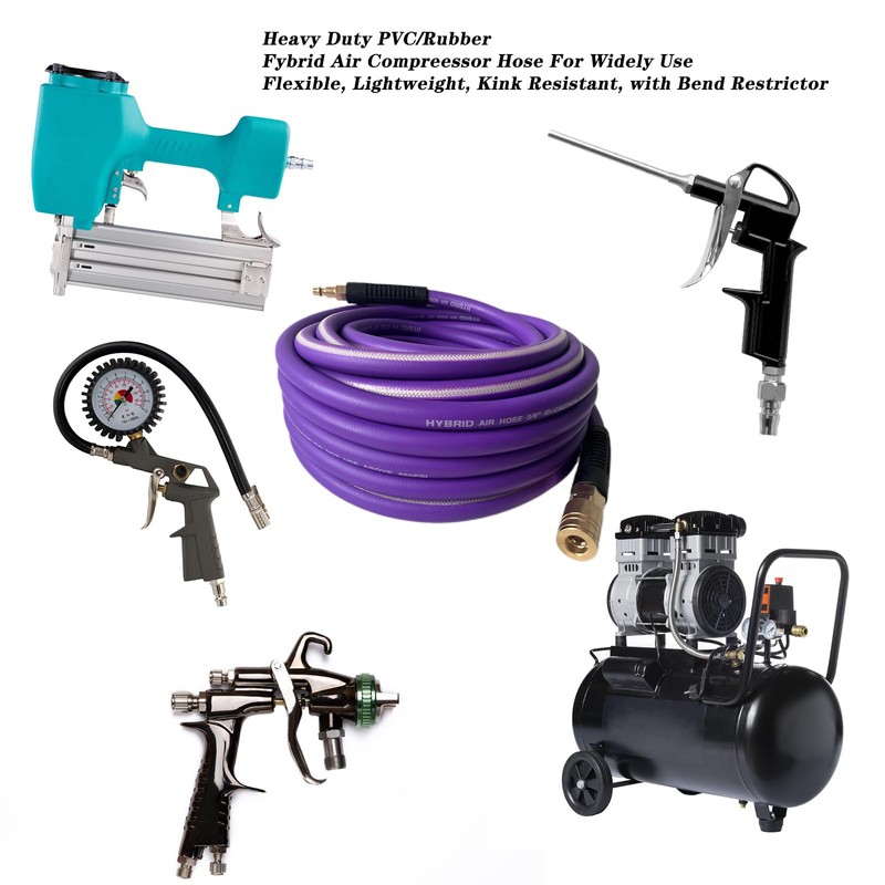 Air Hose 3/8 in x 10 ft, Heavy Duty, Lightweight,