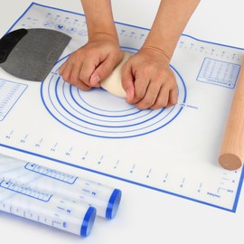 Silicone Baking Mat, Non Stick Pastry Mat Sheet for Dough Rolling, Nonslip Fondant/Pie Crust Mat (Blue, XL-20''(W)*28''(L))