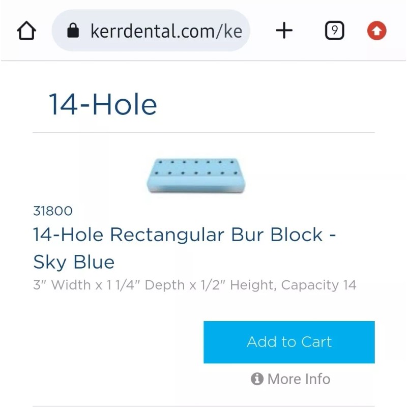 Kerr Bur Blocks 14 Hole Rectangular Ma
