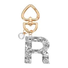 PATIKIL Alphabet Initial Letter Keychain, Cute Heart Crystal Keychains Car Keyring Letter R Pendant Charm Key Chain for Key Wallet Purse Handbag Backpack, Silver