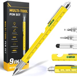 Gifts Men, Valentines Day Gifts for Him 9 in 1 Multitool Pen, Mens Valentines Gifts Dad, Birthday Gifts for Men Who Have Everything, Dad Gifts from Daughter Unique Tools for Men Yellow