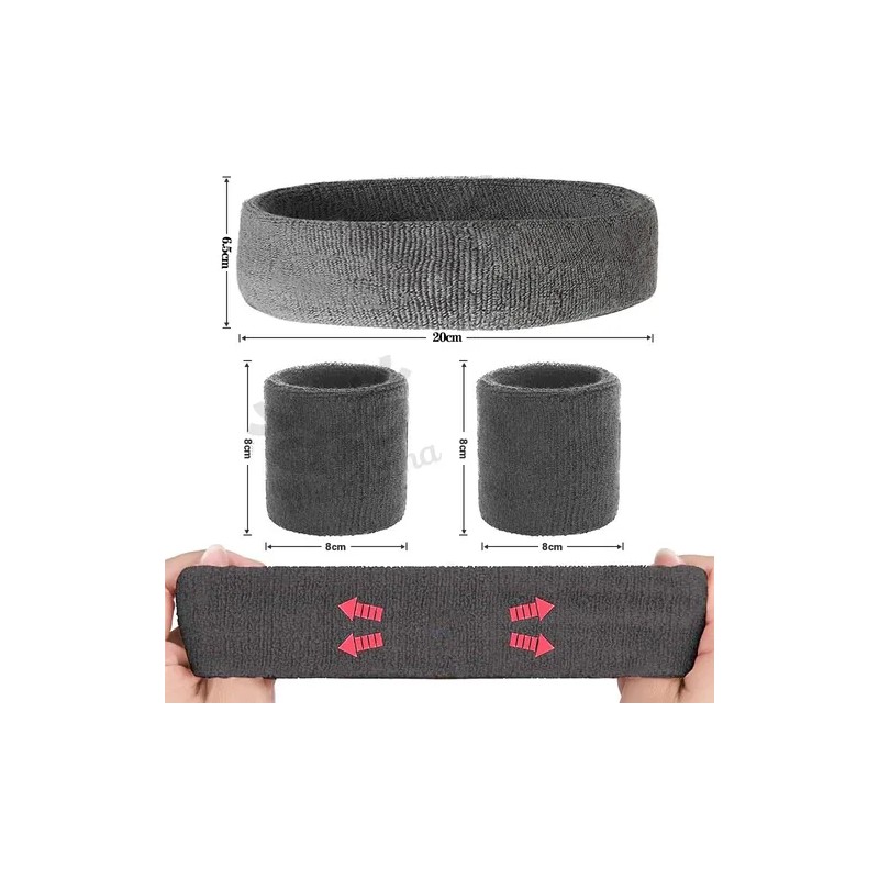 Set Rodillera Elástica Gym Con Diadema Deportiva Y Muñequera
