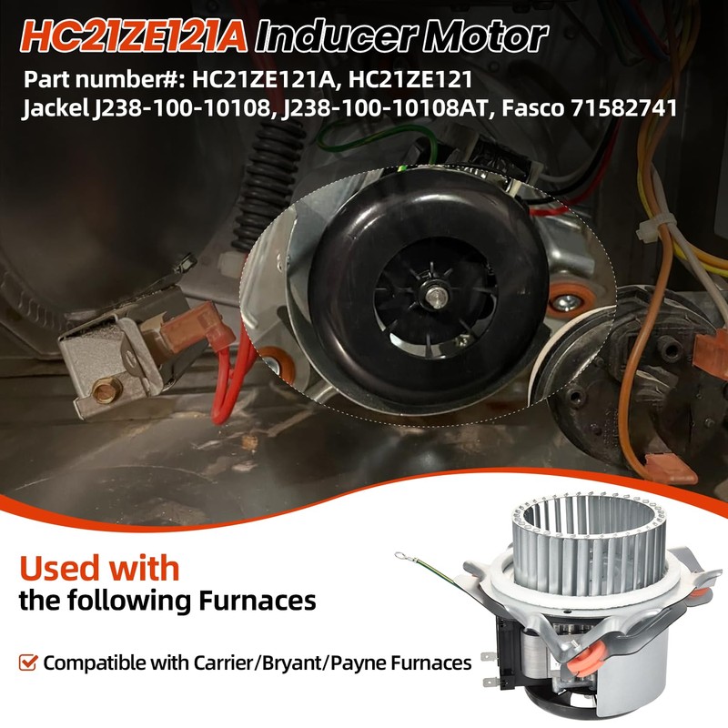 Hodflop J238-100-10108 HC21ZE121A Furnace Draft Inducer Blower Motor Assembly for