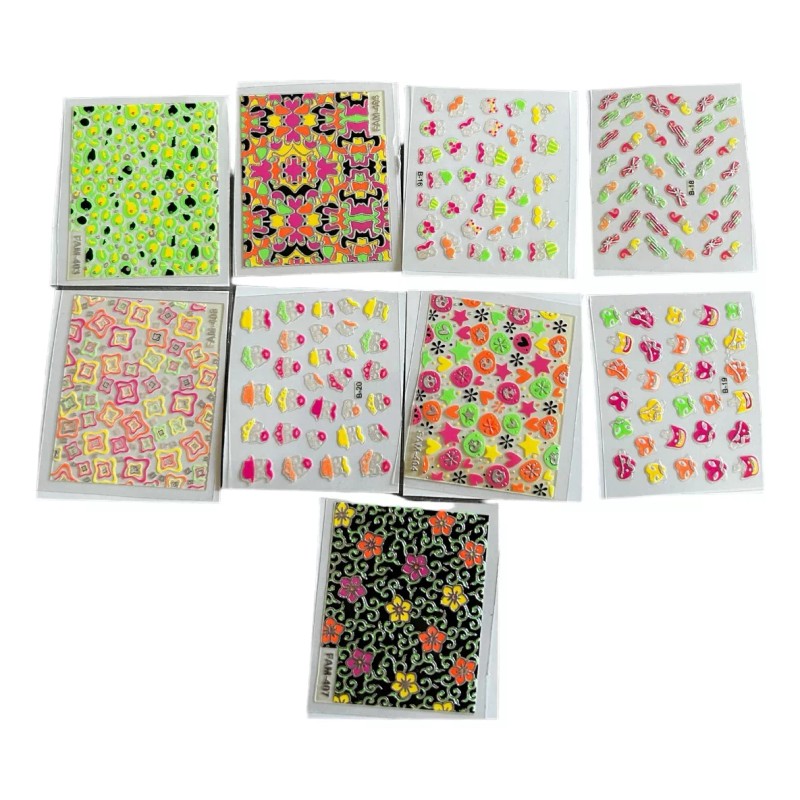 Decoración De Uñas Stickers Tatto De Nails 9 Hojas