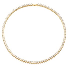 FEEL STYLE Heart Tennis Necklace for Women - 4mm 6mm 18K White Gold Plated Diamond Necklace - Iced Out Choker Necklaces Cubic Zirconia Tennis Necklace 16-18inch, Brass, Cubic Zirconia