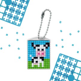 Pixel P90058-03501 Fun Craft Set Cow for 10 Children with 10 Lockets for Pixeling, Easy Plug-In System without Ironing and Gluing, Ideal for Children's Birthdays, Craft Afternoons, Schools and Nursery