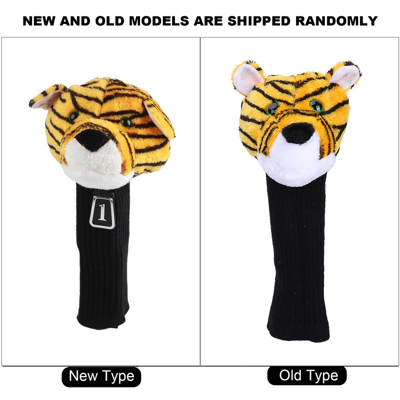 Plush Fabrics Cartoon Tiger Pattern Golf Putters Head Covers Headcovers