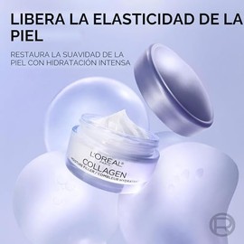 L'Oreal Paris Crema facial con relleno de humedad de colágeno, hidratante facial antienvejecimiento, fórmula para el cuidado de la piel sin fragancia 