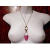 Unbranded CRESCENT MOON CRYSTAL PENDANT magenta fuchsia AB quartz gothic