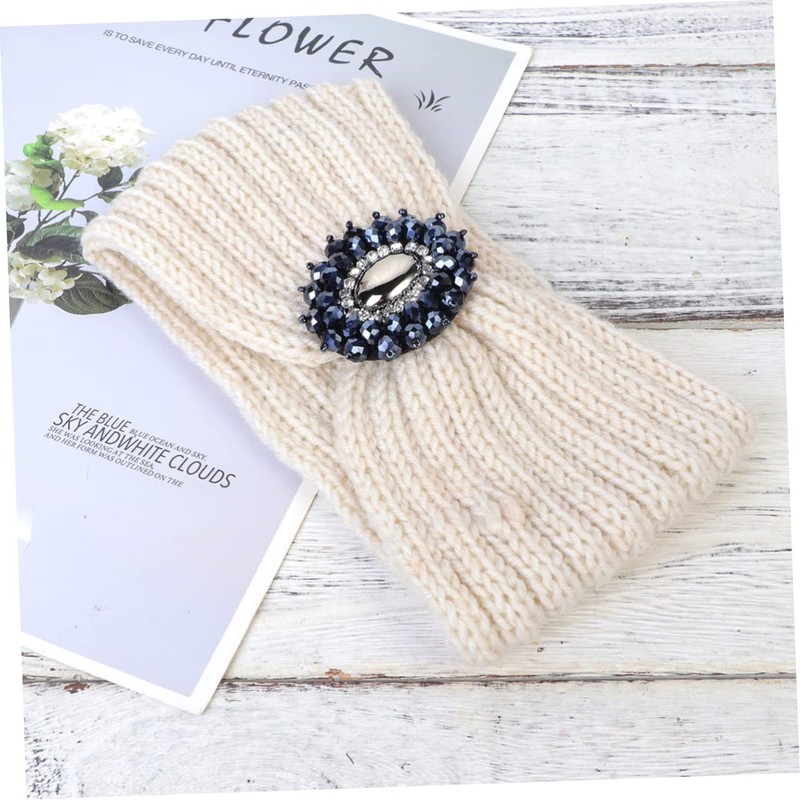 LALAFINA 3pcs Knitted Hair Hoops for Women Elastic Rhinestone Headwrap