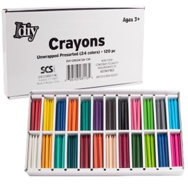 SCS Direct SCS Direct IDIY Unwrapped Bulk Wax Crayons (Pre-sorted 120 ct, 5 each of 24 colors) - No Paper, Safety Tested, For Kids, Teachers, Art Classrooms, Back to School Supplies and Melting Craft Projects