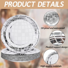 FunisFun - Platos de discoteca desechables 25P para decoración de fiesta de discoteca de los años 70, boda, cumpleaños, despedida de soltera, 7 pulgadas