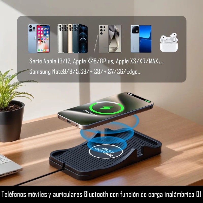 Base De Carga Inalámbrica Para Coche, 15 W Inalámbrica Usb