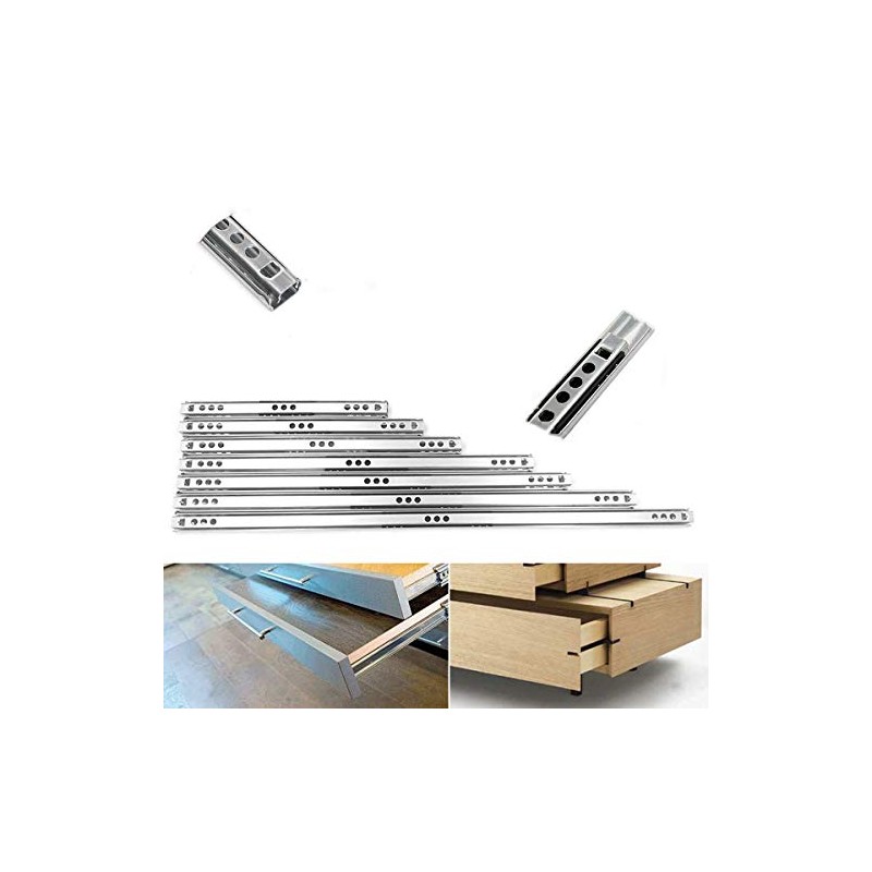 2pcs 214(9")(L)17mm(W) Full Extension Side-Mount 2 Folds Structure Ball Bearing