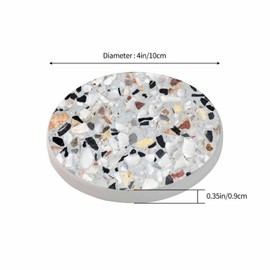 Pznen Surface of Terrazzo Floor Texture Coasters for Drinks 2 Pack Antique Beautiful Stone Design Tabletop Protection Kitchen and Coffee Table Décor & Accessories,Set of 2