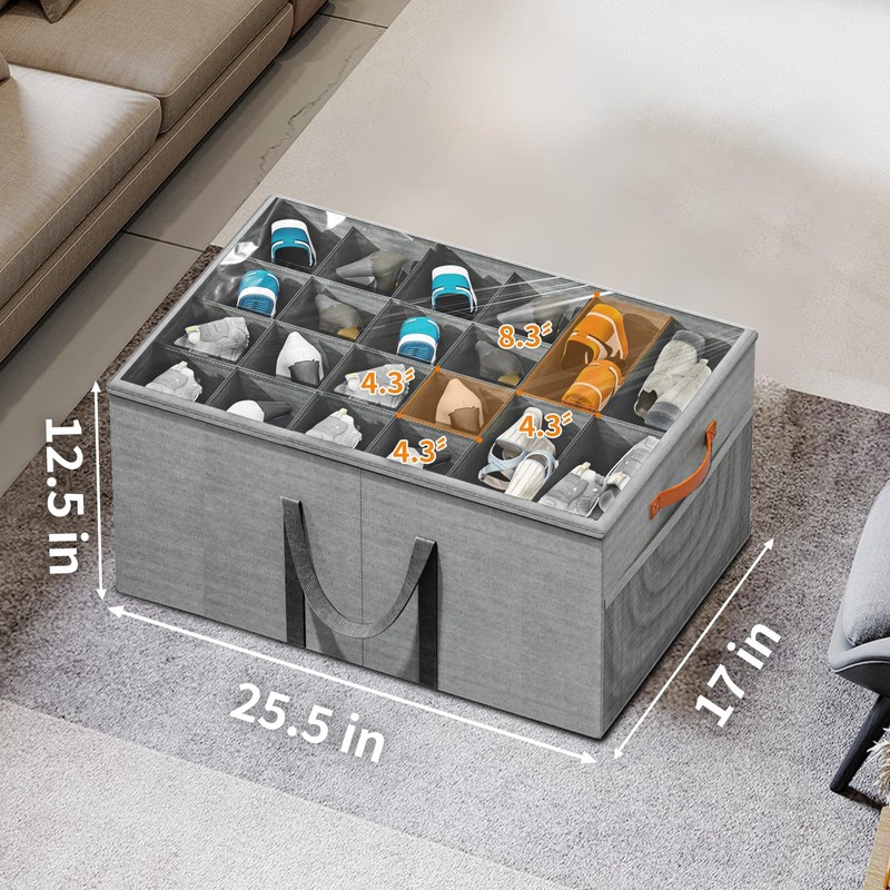 Aokeyee Shoe Organizer for Closet, 2 Pack Large Shoe Storage