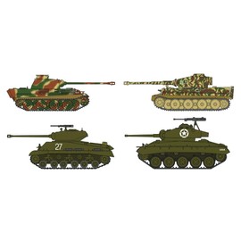 ハセガワ 1/72 ドイツ陸軍 タイガーI & パンサーG VS M4A4E8シャーマン & M24チャーフィー ライン川突破作戦 プラモデル 30035