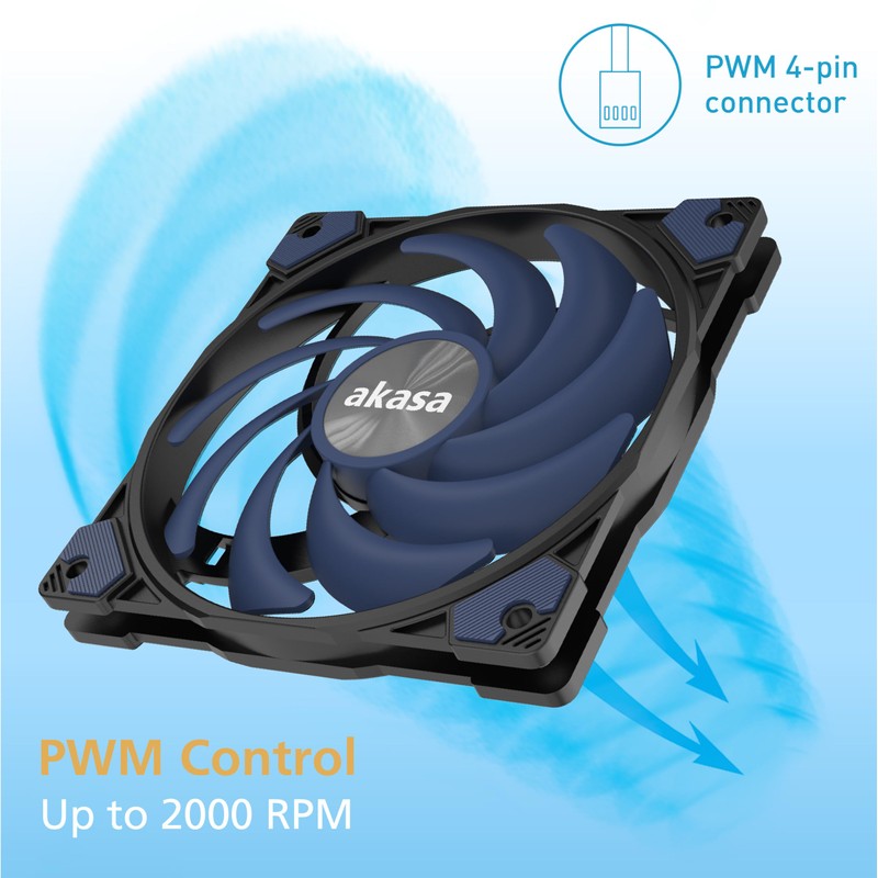 Akasa Alucia XS12, 120 mm PWM Case Fan, High Performance