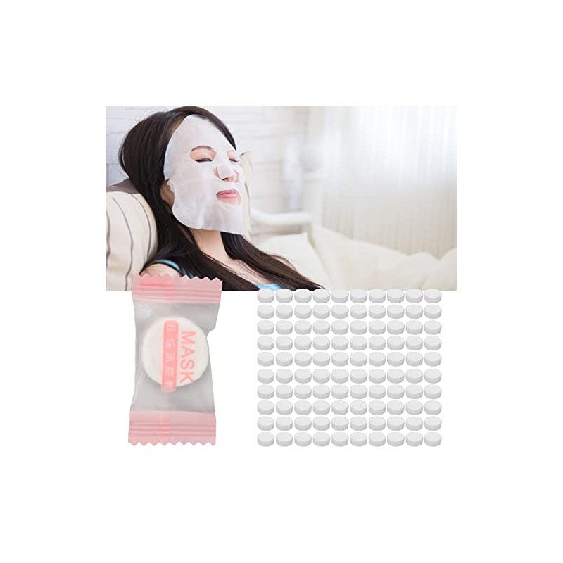 100 Uds Mascarilla Facial Comprimida Desechable de Algodón Puro DIY
