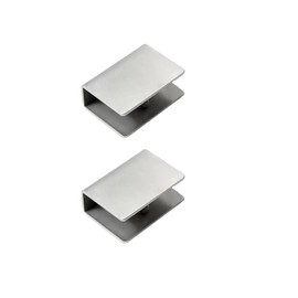 ZAXPHUMAX Stainless Steel Glass Clip Bracket 304, 3 Sizes (1/4” 3/8” 1/2”) Heavy Duty Glass Clamps for Table Top, Shower Door, Easy Install with Screws & Rubber Pads (3/8 Inch Rectangular 2Pcs)