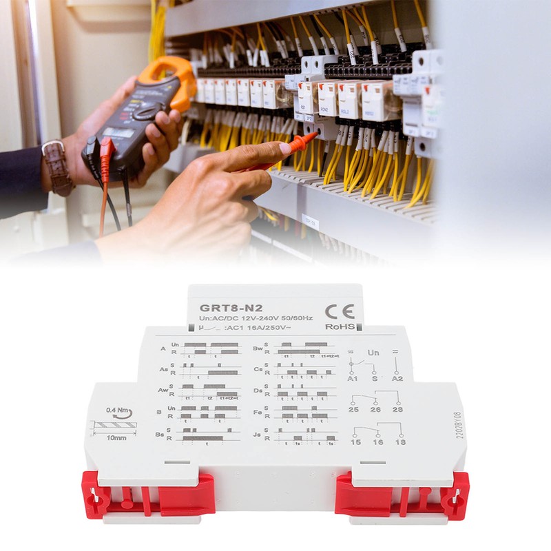 Multifunctional Time Relay LED Indicator Rail Mounting Flame Retardant Delay
