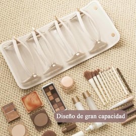 Cosmetiquera para Maquillaje, Neceser Mujer (Blanco) | Cosmetiquera Para Hombre y Mujer Bolsa de Maquillaje Impermeable Cosmetiquera de Viaje Cuatro e