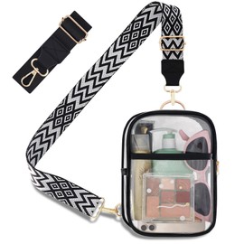 MOVOYEE Fanny Pack Crossbody Bags for Women Trendy Designer Boys Girls Sling Bag Men Travel Birthday Gifts, Clear Bag Stadium Approved Events Concerts, Fashion Waist Packs with Adjustable Strap Black