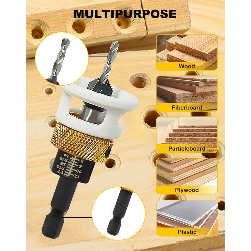 Gubeter Carbide Tipped Countersink Drill Bits Set with Low Friction