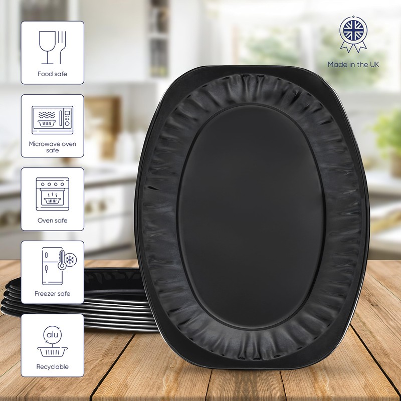 Coppice Black Oval Aluminium Foil Platters for Parties, Buffets &