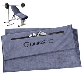 DUNSOO Fitness Towel, 120 x 50 cm, Microfibre Sports Towel with Zip Pocket for Gym and Training, Gym Towel (Light Grey)