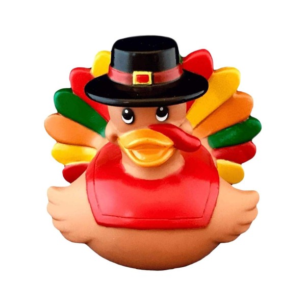 DUCKY CITY 3" Thanksgiving Turkey Rubber Duck [Floats Upright] - Baby Safe Bathtub Bathing Toy