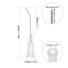 HARFINGTON 24pcs Blunt Tip Dispensing Needle 27 Gauge 1 Inch Screw Interface Bent Flow Design Bent Dispensing Tips with Luer Lock for Adhesive Glue Dispensing, Transparent