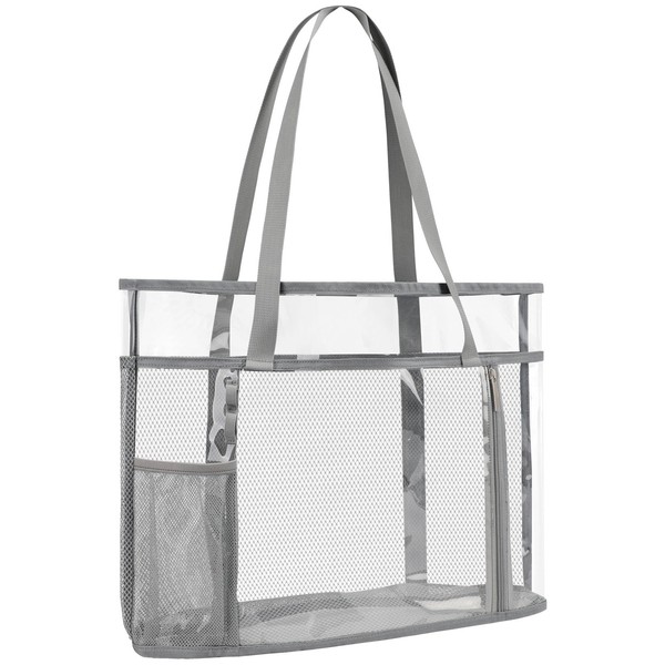 TINYAT Large Clear Tote Bag for Women Transparent Beach Bag
